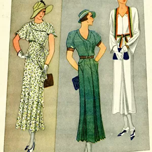 Womens fashions from Paris, three summer dresses