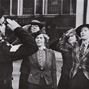 Wrens learning to salute, 1940