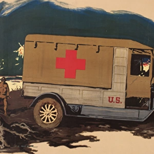 WW1 poster, Red Cross ambulance