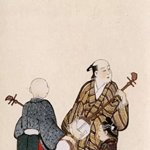 A young girl listens to two Koto Players by Miyagawa Choshun