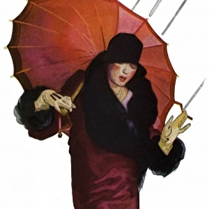 Young lady caught in the rain 1927