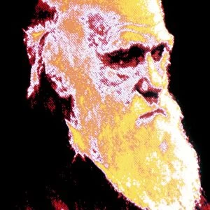 Computer coloured portrait of Darwin