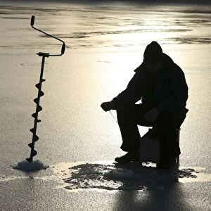 Ice fishing, Sweden