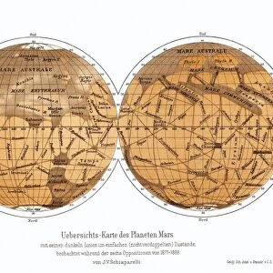 Schiaparellis map of Mars, 1877-1888