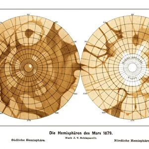 Schiaparellis map of Mars, 1879