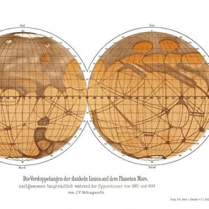 Schiaparellis map of Mars, 1882-1888