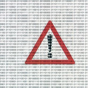 Warning sign and binary code C018 / 8584