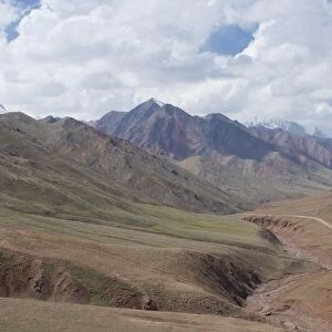 Border road between Tajikistan and Kyrgyzstan in the mountains, near Sary Tash