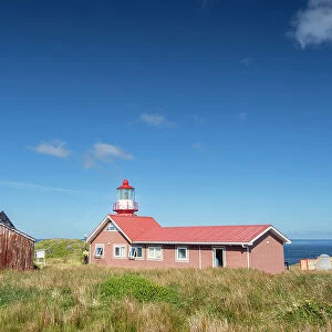 The Cape Horn lighthouse and small chapel at Cape Horn, Cabo de Hornos National Park, Hornos Island, Chile