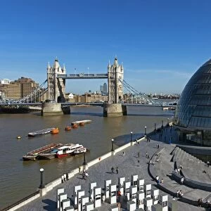 City Hall and Tower Bridge, London, England, United Kingdom, Europe