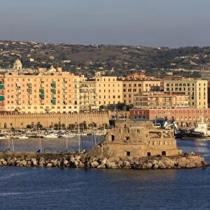 Civitavecchia and its harbour and fortifications, cruise ship port for Rome, from the sea