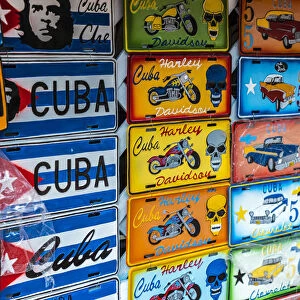 Colourful souvenirs for sale in a market in Havana, Cuba, West Indies, Caribbean