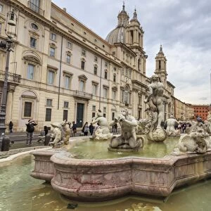 Fontana del Moro fountain and Piazza Navona, Historic Centre, Rome, UNESCO World Heritage Site