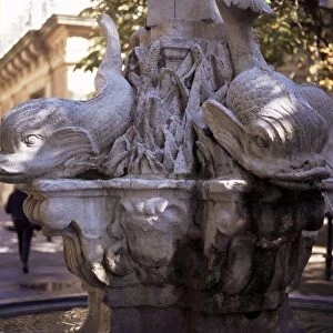 Fountain of four dolphins, Aix en Provence, Bouches du Rhone, Provence, France, Europe