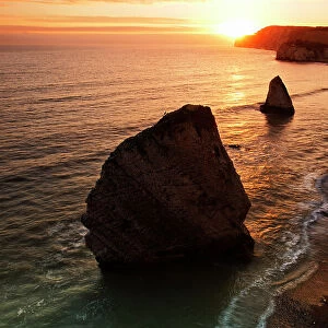 Freshwater Bay at sunset, Isle of Wight, England, United Kingdom, Europe