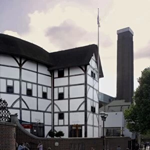 The Globe Theatre, with the Tate Modern Gallery beyond, Bankside, London