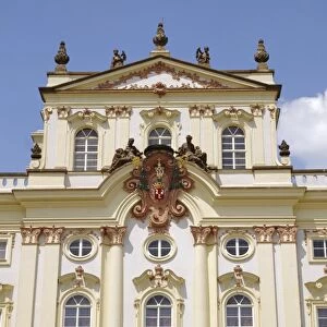 The Rococo facade of the Archbishops Palace, Prague, Czech Republic, Europe