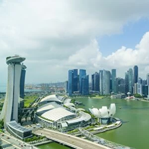 The towers of the Central Business District and Marina Bay in the morning, Singapore