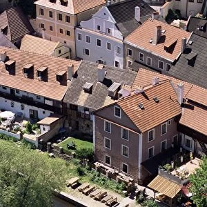 View from the castle of Cesky Krumlov, UNESCO World Heritage Site, Czech Republic, Europe