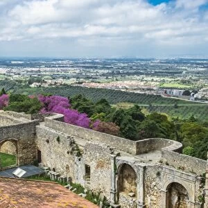 View from Palmela castle over the Serra da Arrabida, Setubal Peninsula, Lisbon Coast, Portugal, Europe
