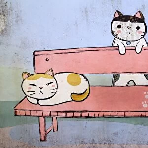 Cats on the bench