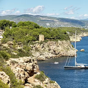 Coastline of Mallorca with yachts, Mallorca, Spain