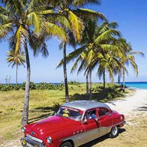 Cuba, Varadero, 50s Buick car on Varadero beach