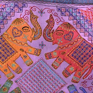 Embroidered textiles for sale in Jaipur, Rajasthan, India