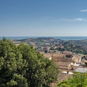 Fermo, province of Fermo, Marche, Italy, Europe. View from Fermo to the Adriatic Sea