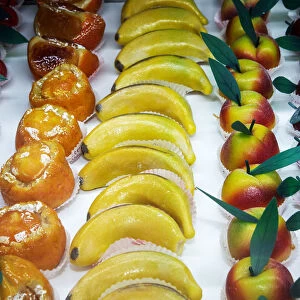 Frutta Martorana, traditional marzipan sweets, Cefalu, Sicily, Italy, Europe