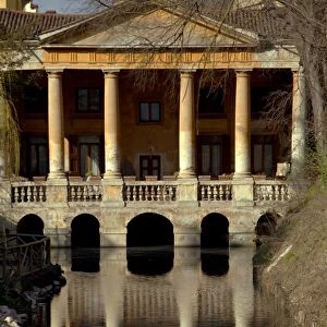 Italy, Veneto, Vicenza, Western Europe; Loggetta Valmarana on a canal which today forms part of one of the public gardens in