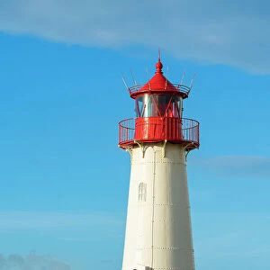 List-West lighthouse against sky, Ellenbogen, Sylt, Nordfriesland, Schleswig-Holstein, Germany