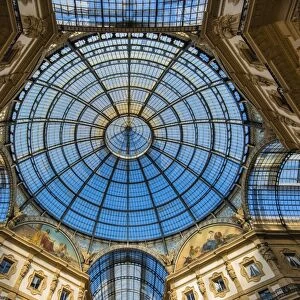 Main glassy dome of the Galleria Vittorio Emanuele II, Milan, Lombardy, Italy