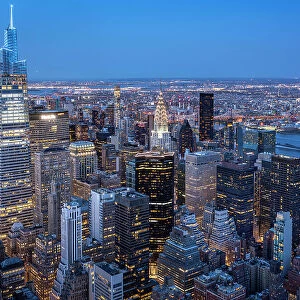 Manhattan skyline at blue hour, New York City, USA