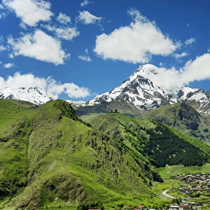 Mount Kazbek (5047m), the third-highest peak in Georgia, bordering Russia, with the