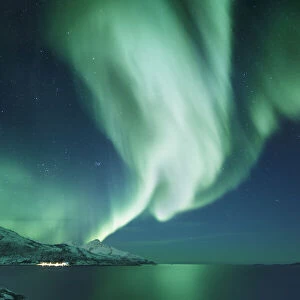 Polar light (Aurora Borealis) near Grotfjord - Norway, Troms, Kvaloya