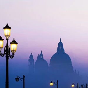 Santa Maria della Salute church in the mist; Venice, Veneto, Italy
