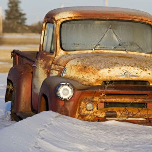 Saskatchewan, Canada. An old truck rusting in a farmers field