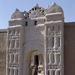 Traditional Nubian architecture at a gate in the village