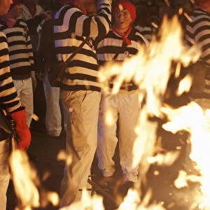 Participants in the annual bonfire night parade held in Lewes, East Sussex