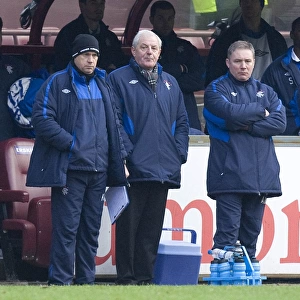 A Tense Moment at Tynecastle: Smith, McCoist, and McDowall's Reaction as Hearts Lead 1-0 Against Rangers