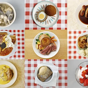 A combination photo shows different British foods