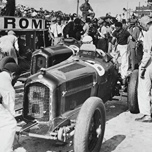 Scuderia Ferrari Alfa Romeos at Montlhery 1934. Car 6 is Varzis car and 12 is Chirons winning car