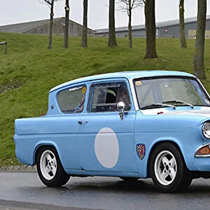 Ford Anglia, 1960, Blue, & white