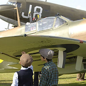Goodwood Revival Two boys with aircraft