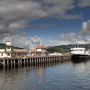 Caledonian McBrayne ferry coming into port, Dunoon Quay, Dunoon, Firth of Clyde, Argyll and Bute, Scotland, august