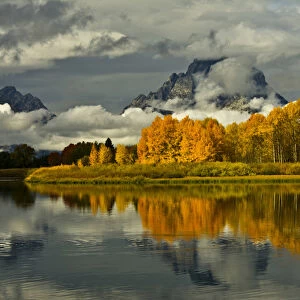 Cloudy day, autumn, Oxbow, Grand Teton National Park, Wyoming, USA