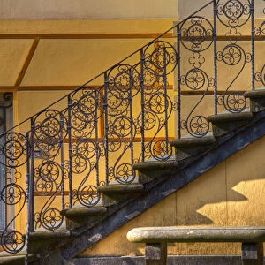 Europe; Italy; Lucca; Bright Color of Staircase