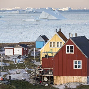 Inuit village Oqaatsut (once called Rodebay) located in Disko Bay. Greenland, Denmark