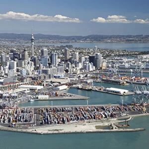 Ports of Auckland and Central Business District, , North Island, New Zealand - Aerial